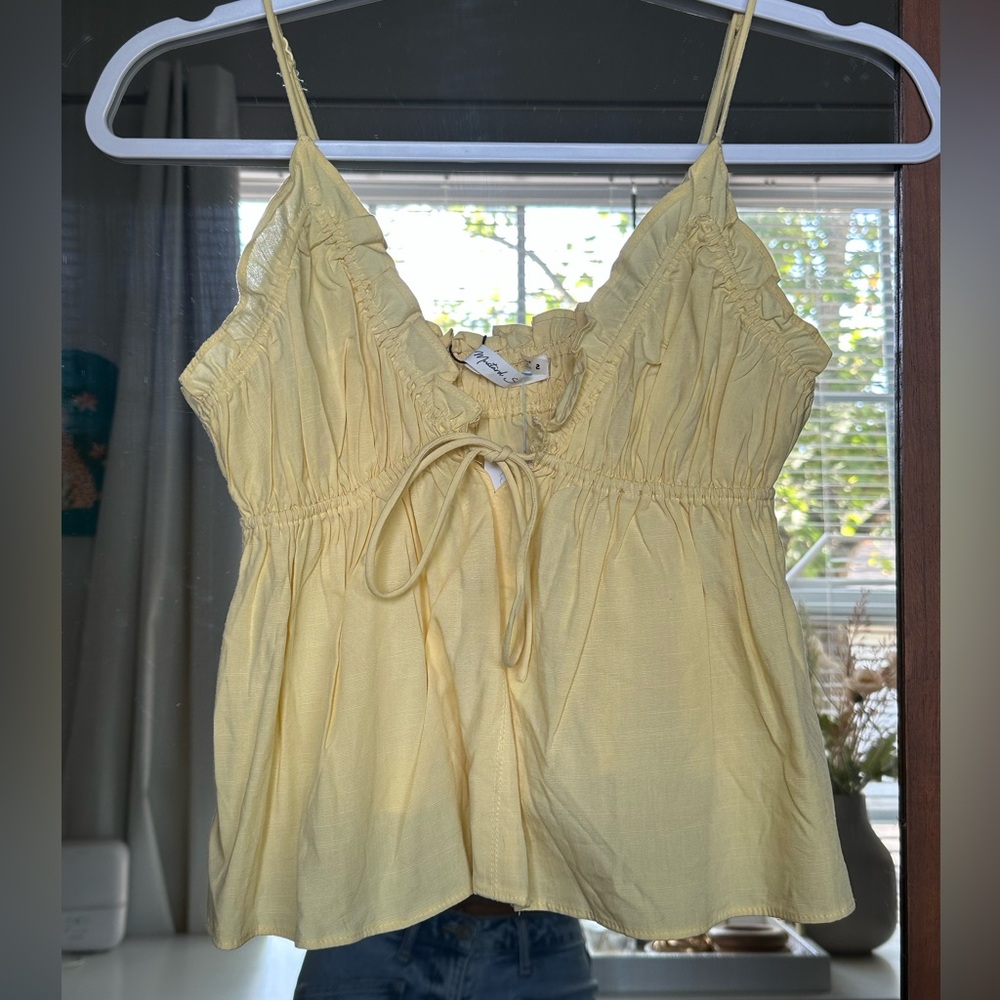 Yellow Babydoll Ruffle Trim Tank - Picture 3 of 5